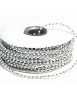 HIER_5170 24 Yards | 3mm Metallic Silver Faux Craft Pearl String Beads Garland Chargers & Centerpieces