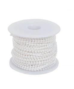 HIER_5170 24 Yards | 3mm Glossy White Faux Craft Pearl String Beads Garland Chargers & Centerpieces