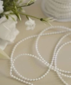 HIER_5170 24 Yards | 3mm Glossy White Faux Craft Pearl String Beads Garland Chargers & Centerpieces