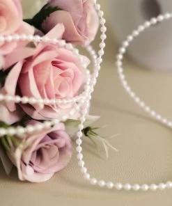 HIER_5170 24 Yards | 3mm Glossy White Faux Craft Pearl String Beads Garland Chargers & Centerpieces