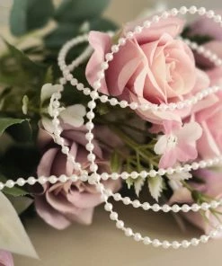 HIER_5170 24 Yards | 3mm Glossy White Faux Craft Pearl String Beads Garland Chargers & Centerpieces