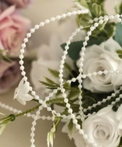 HIER_5170 24 Yards | 3mm Glossy White Faux Craft Pearl String Beads Garland Chargers & Centerpieces