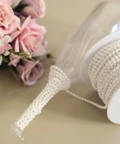 HIER_5170 24 Yards | 3mm Glossy White Faux Craft Pearl String Beads Garland Chargers & Centerpieces