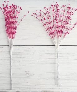 HIER_5170 12 Bunches | 7" Glossy Burgundy Faux Craft Pearl String Bouquet Beads - Clearance SALE Chargers & Centerpieces