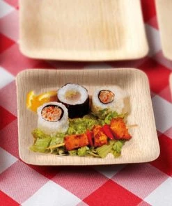 HIER_5480 25 Pack | 4" Eco Friendly Bamboo Square Disposable Dessert Plates Disposable Dinnerware 13 HIER_5480 25 Pack | 4
