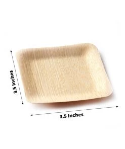 HIER_5480 25 Pack | 4" Eco Friendly Bamboo Square Disposable Dessert Plates Disposable Dinnerware 10 HIER_5480 25 Pack | 4