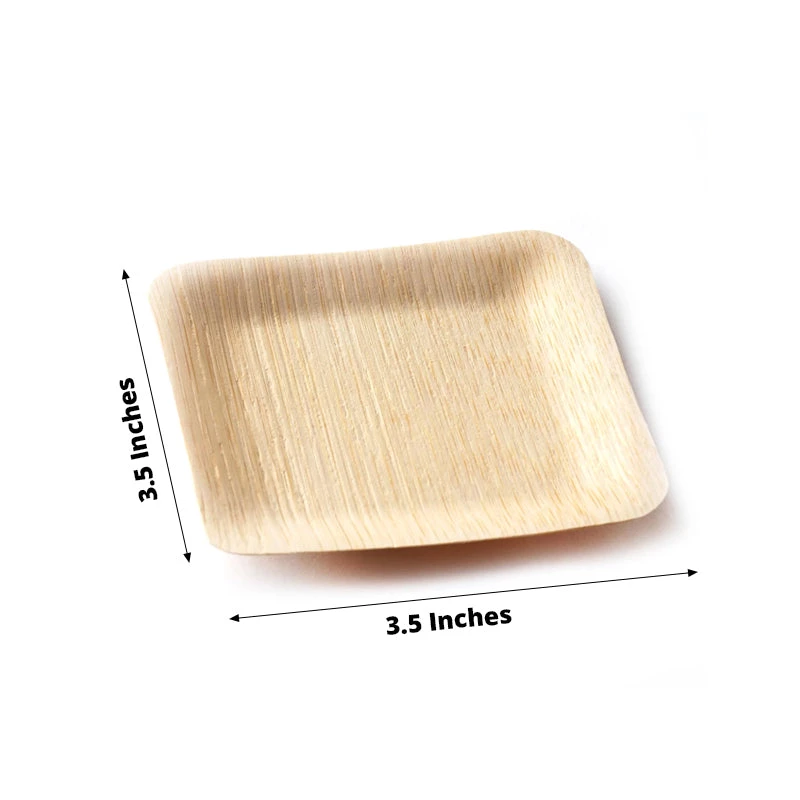 HIER_5480 25 Pack | 4" Eco Friendly Bamboo Square Disposable Dessert Plates Disposable Dinnerware 3 HIER_5480 25 Pack | 4" Eco Friendly Bamboo Square Disposable Dessert Plates Disposable Dinnerware