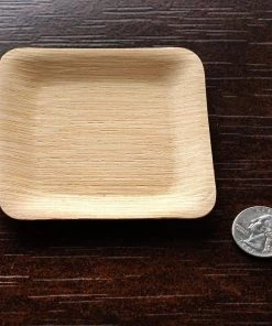 HIER_5480 25 Pack | 4" Eco Friendly Bamboo Square Disposable Dessert Plates Disposable Dinnerware