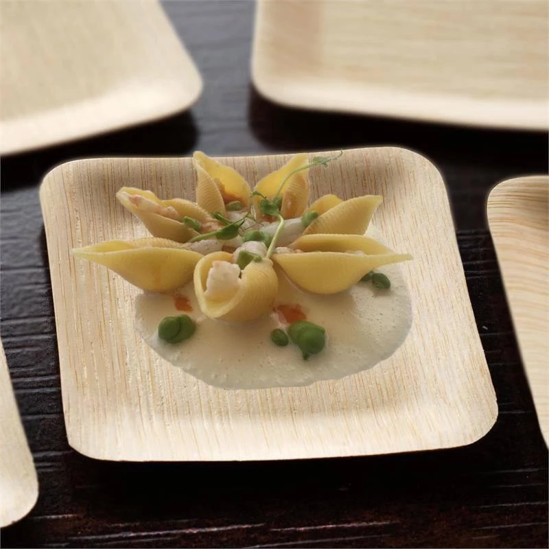 HIER_5480 25 Pack | 4" Eco Friendly Bamboo Square Disposable Dessert Plates Disposable Dinnerware 7 HIER_5480 25 Pack | 4" Eco Friendly Bamboo Square Disposable Dessert Plates Disposable Dinnerware