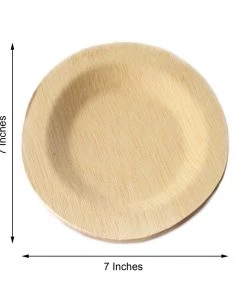 HIER_5480 Disposable Dinnerware 10 Pack | 7" Eco Friendly Bamboo Round Disposable Dessert Salad Plates 10 HIER_5480 Disposable Dinnerware 10 Pack | 7
