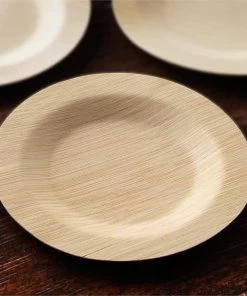 HIER_5480 Disposable Dinnerware 10 Pack | 7" Eco Friendly Bamboo Round Disposable Dessert Salad Plates 13 HIER_5480 Disposable Dinnerware 10 Pack | 7