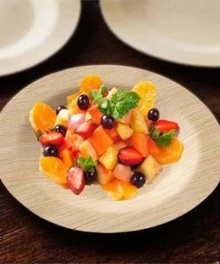 HIER_5480 Disposable Dinnerware 10 Pack | 7" Eco Friendly Bamboo Round Disposable Dessert Salad Plates 14 HIER_5480 Disposable Dinnerware 10 Pack | 7