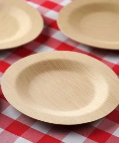 HIER_5480 Disposable Dinnerware 10 Pack | 7" Eco Friendly Bamboo Round Disposable Dessert Salad Plates