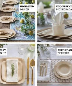 HIER_5480 25 Pack | 4" Eco Friendly Bamboo Square Disposable Dessert Plates Disposable Dinnerware 11 HIER_5480 25 Pack | 4