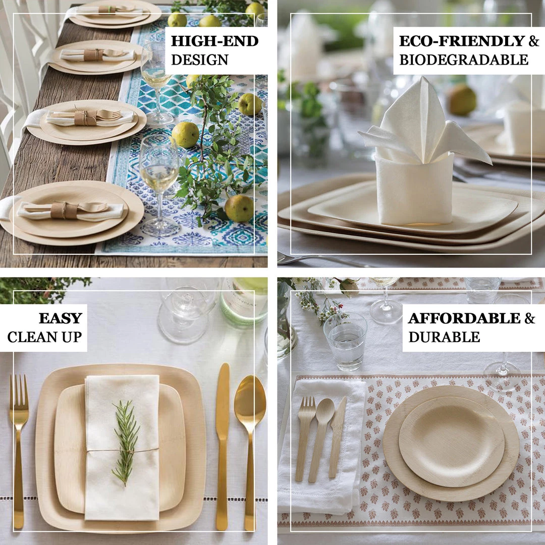 HIER_5480 25 Pack | 4" Eco Friendly Bamboo Square Disposable Dessert Plates Disposable Dinnerware 4 HIER_5480 25 Pack | 4" Eco Friendly Bamboo Square Disposable Dessert Plates Disposable Dinnerware