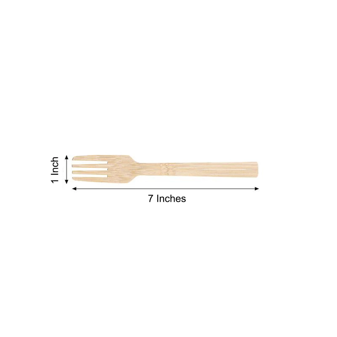 HIER_5460 Disposable Dinnerware 25 Pack | 7" Eco Friendly Bamboo Disposable Picnic Forks, Cutlery 3 HIER_5460 Disposable Dinnerware 25 Pack | 7" Eco Friendly Bamboo Disposable Picnic Forks, Cutlery