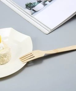 HIER_5460 Disposable Dinnerware 25 Pack | 7" Eco Friendly Bamboo Disposable Picnic Forks, Cutlery 27 HIER_5460 Disposable Dinnerware 25 Pack | 7