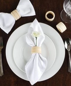 HIER_5480 4 Pack | Eco Friendly Natural Wooden Napkin Holder Rings, Disposable