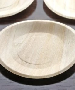 HIER_5480 25 Pack | 9" Eco Friendly Natural Birchwood Wooden Round Dinner Plates