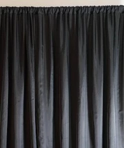 HIER_3110 20ftx10ft Black Rod Ready Dual Layered Poly & Chiffon Backdrop Curtain Big Event Backdrops & Décor