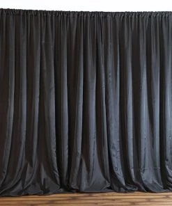 HIER_3110 20ftx10ft Black Rod Ready Dual Layered Poly & Chiffon Backdrop Curtain Big Event Backdrops & Décor