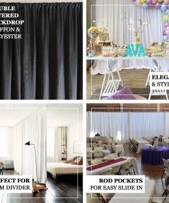 HIER_3110 Big Event Backdrops & Décor 20ftx10ft Ivory Rod Ready Dual Layered Poly & Chiffon Backdrop Curtain