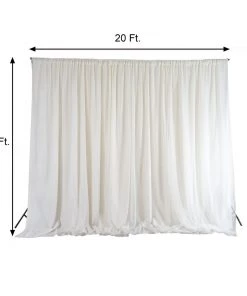 HIER_3110 Big Event Backdrops & Décor 20ftx10ft Ivory Rod Ready Dual Layered Poly & Chiffon Backdrop Curtain