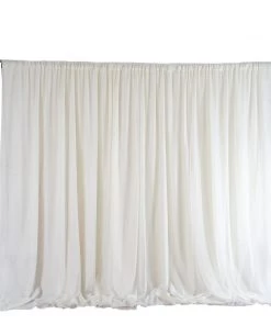 HIER_3110 Big Event Backdrops & Décor 20ftx10ft Ivory Rod Ready Dual Layered Poly & Chiffon Backdrop Curtain