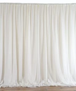 HIER_3110 Big Event Backdrops & Décor 20ftx10ft Ivory Rod Ready Dual Layered Poly & Chiffon Backdrop Curtain