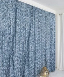 HIER_3110 8ftx8ft Dusty Blue 3D Floral Satin Rosette Backdrop Panel, Photo Booth Backdrop Curtain