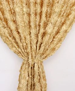 HIER_3110 8ftx8ft Champagne 3D Floral Satin Rosette Backdrop Panel, Photo Booth Backdrop Curtain Backdrop Panels