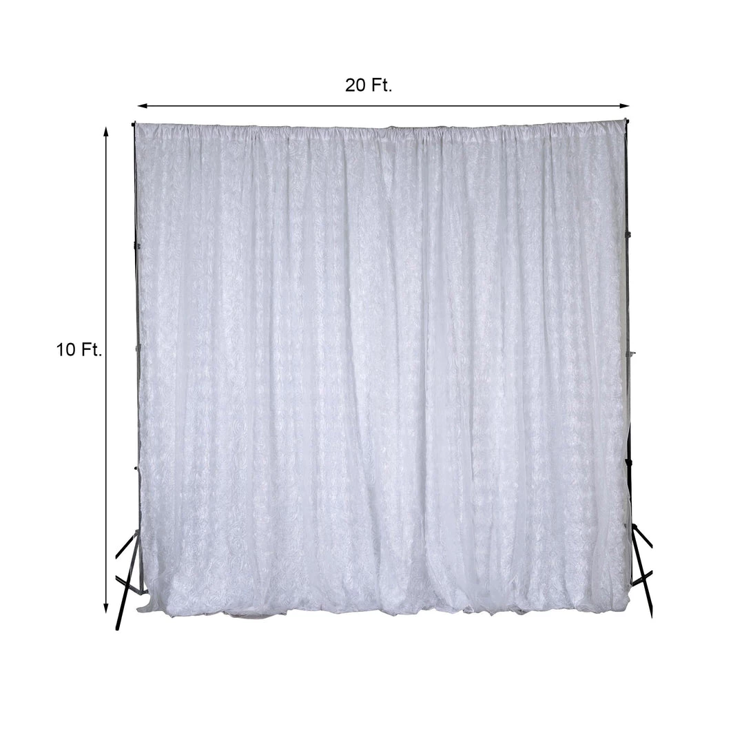 HIER_3110 Big Event Backdrops & Décor 20ftx10ft White Chiffon & Satin Rose Photography Backdrop Curtain 3 HIER_3110 Big Event Backdrops & Décor 20ftx10ft White Chiffon & Satin Rose Photography Backdrop Curtain