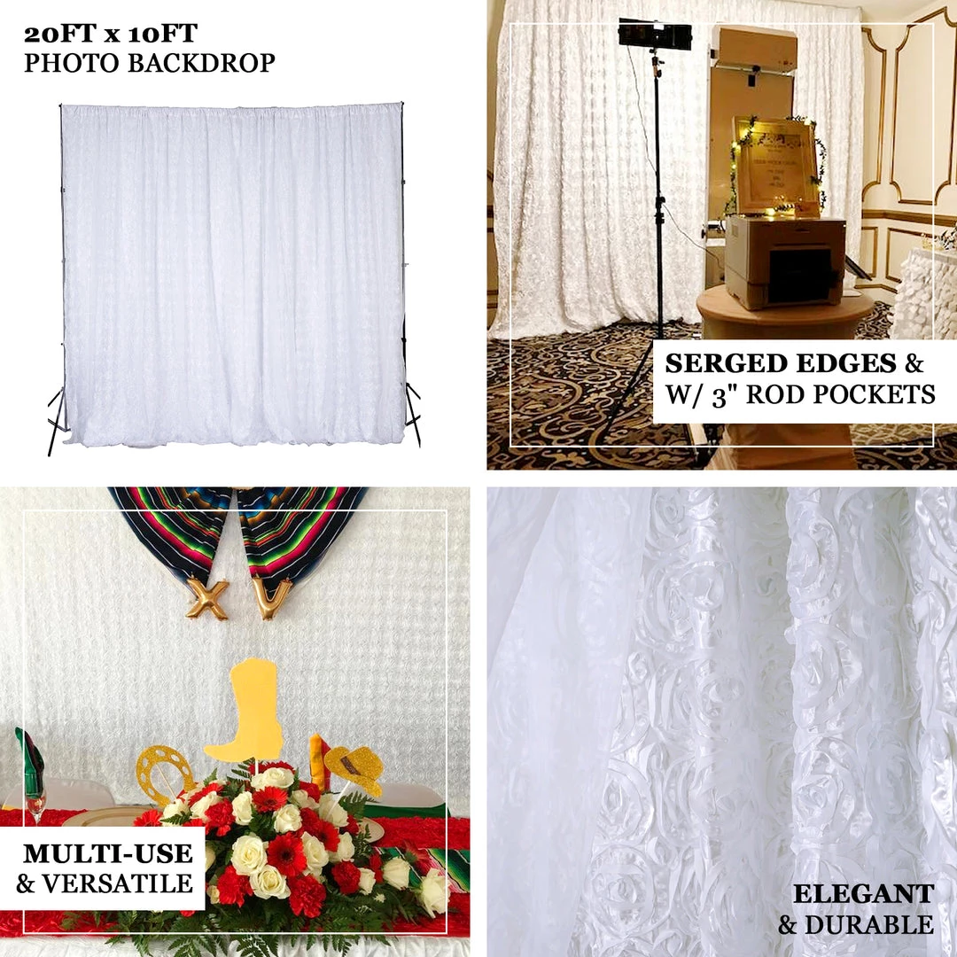HIER_3110 Big Event Backdrops & Décor 20ftx10ft White Chiffon & Satin Rose Photography Backdrop Curtain 4 HIER_3110 Big Event Backdrops & Décor 20ftx10ft White Chiffon & Satin Rose Photography Backdrop Curtain