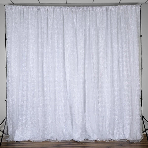 HIER_3110 Big Event Backdrops & Décor 20ftx10ft White Chiffon & Satin Rose Photography Backdrop Curtain 2 HIER_3110 Big Event Backdrops & Décor 20ftx10ft White Chiffon & Satin Rose Photography Backdrop Curtain