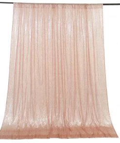 HIER_3110 8ftx8ft Blush/Rose Gold Sequin Photography Backdrop Semi-Sheer Curtain Big Event Backdrops & Décor