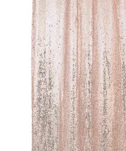 HIER_3110 8ftx8ft Blush/Rose Gold Sequin Photography Backdrop Semi-Sheer Curtain Big Event Backdrops & Décor