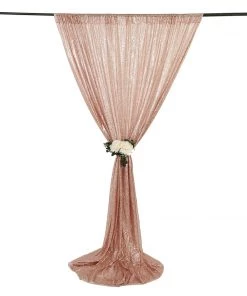 HIER_3110 8ftx8ft Blush/Rose Gold Sequin Photography Backdrop Semi-Sheer Curtain Big Event Backdrops & Décor