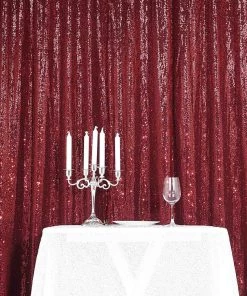 HIER_3110 8ftx8ft Burgundy Sequin Photography Booth Backdrop Semi-Sheer Curtain