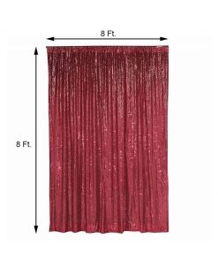 HIER_3110 8ftx8ft Burgundy Sequin Photography Booth Backdrop Semi-Sheer Curtain