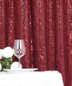 HIER_3110 8ftx8ft Burgundy Sequin Photography Booth Backdrop Semi-Sheer Curtain