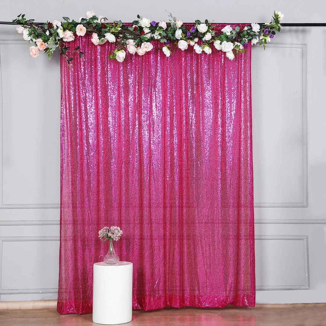 HIER_3110 8ftx8ft Fuchsia Sequin Photography Booth Backdrop Semi-Sheer Curtain Big Event Backdrops & Décor 7 HIER_3110 8ftx8ft Fuchsia Sequin Photography Booth Backdrop Semi-Sheer Curtain Big Event Backdrops & Décor