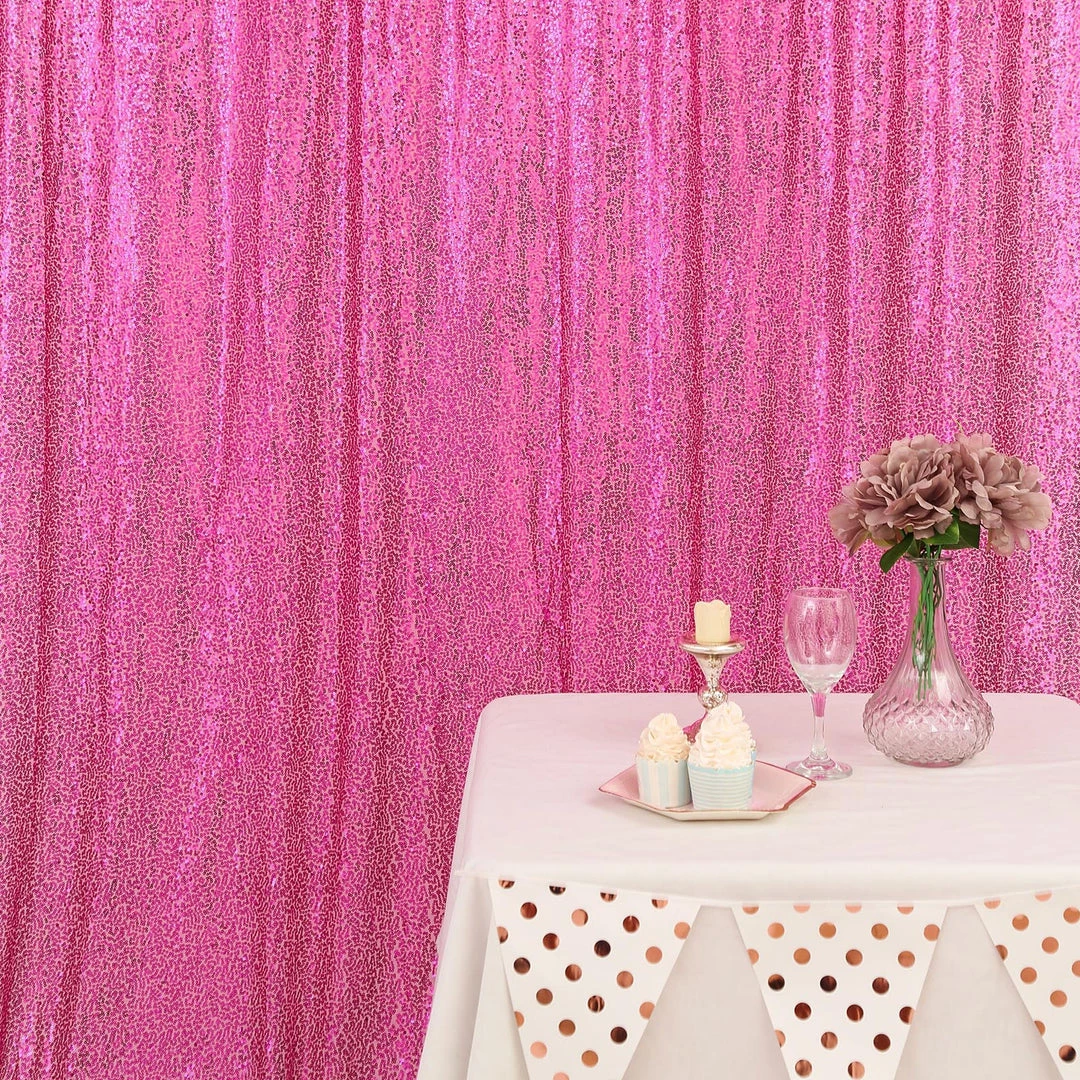 HIER_3110 8ftx8ft Fuchsia Sequin Photography Booth Backdrop Semi-Sheer Curtain Big Event Backdrops & Décor 9 HIER_3110 8ftx8ft Fuchsia Sequin Photography Booth Backdrop Semi-Sheer Curtain Big Event Backdrops & Décor