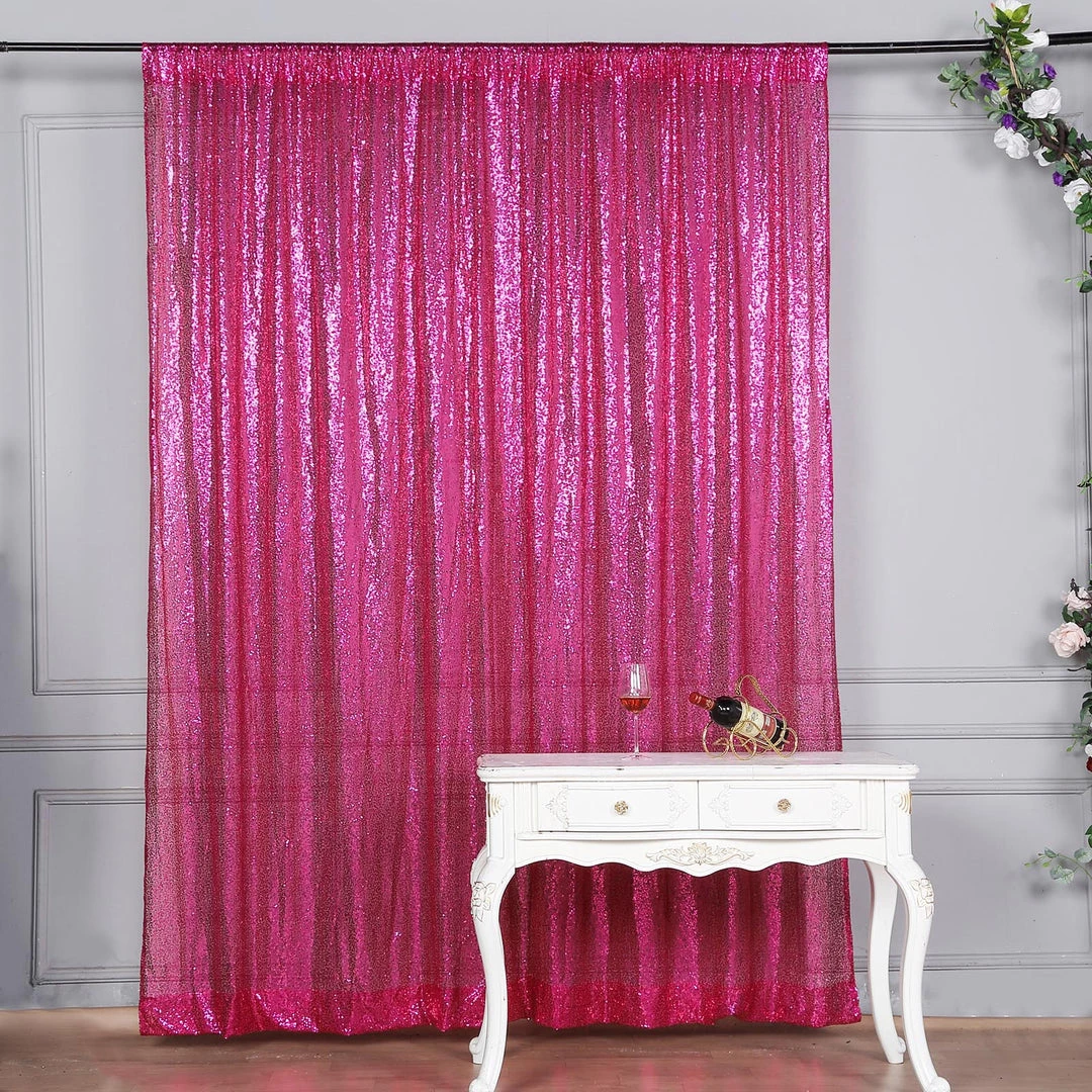 HIER_3110 8ftx8ft Fuchsia Sequin Photography Booth Backdrop Semi-Sheer Curtain Big Event Backdrops & Décor 2 HIER_3110 8ftx8ft Fuchsia Sequin Photography Booth Backdrop Semi-Sheer Curtain Big Event Backdrops & Décor