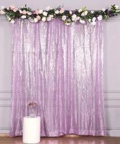 HIER_3110 8ftx8ft Lavender Sequin Photography Booth Backdrop Semi-Sheer Curtain
