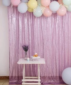 HIER_3110 8ftx8ft Lavender Sequin Photography Booth Backdrop Semi-Sheer Curtain