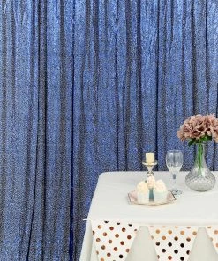 HIER_3110 Big Event Backdrops & Décor 8ftx8ft Navy Blue Sequin Photography Booth Backdrop Semi-Sheer Curtain