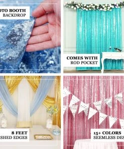 HIER_3110 8ftx8ft Fuchsia Sequin Photography Booth Backdrop Semi-Sheer Curtain Big Event Backdrops & Décor 16 HIER_3110 8ftx8ft Fuchsia Sequin Photography Booth Backdrop Semi-Sheer Curtain Big Event Backdrops & Décor