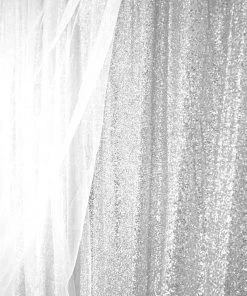 HIER_3110 20ftx10ft Premium Silver Chiffon/Sequin Photography Booth Backdrop