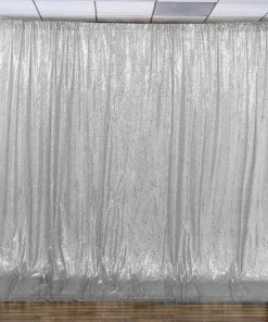 HIER_3110 20ftx10ft Premium Silver Chiffon/Sequin Photography Booth Backdrop