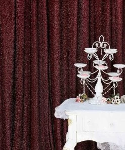HIER_3110 20ftx10ft Burgundy Glittering Photography Booth Backdrop Curtain